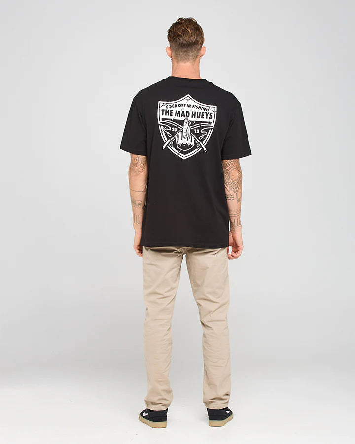 Mad Hueys Raider FK Off Fishing Tee in Black available at Freeride Surf & Skate NZ.