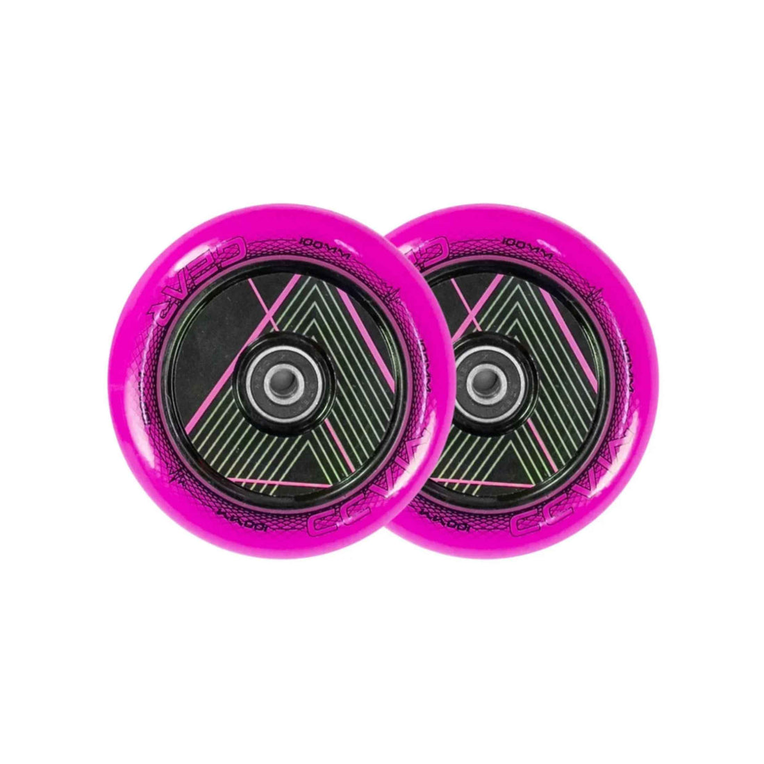 Madd Gear 100MM Raven Hollow Core scooter wheel pair Pink available at Freeride Surf & Skate NZ.