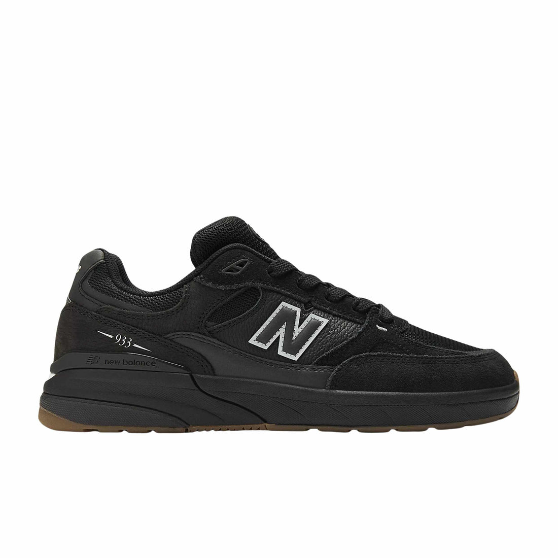 New Balance Numeric 933 Andrew Reynolds black black skate shoes cushioned durable available at Freeride Surf & Skate NZ.