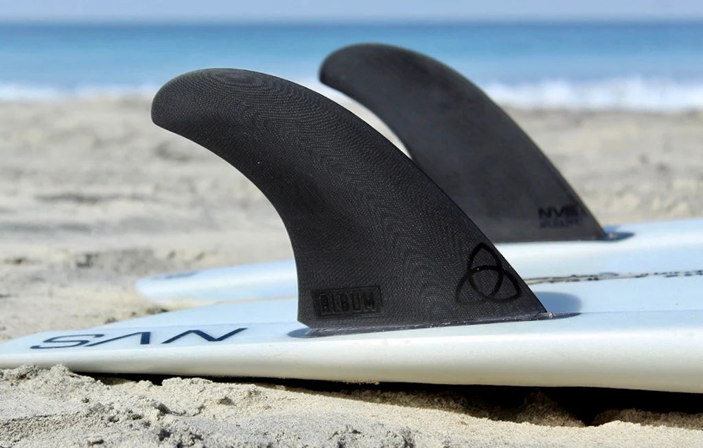 NVS Album Twin fin and stabiliser set for Futures system at surf shop Auckland NZ