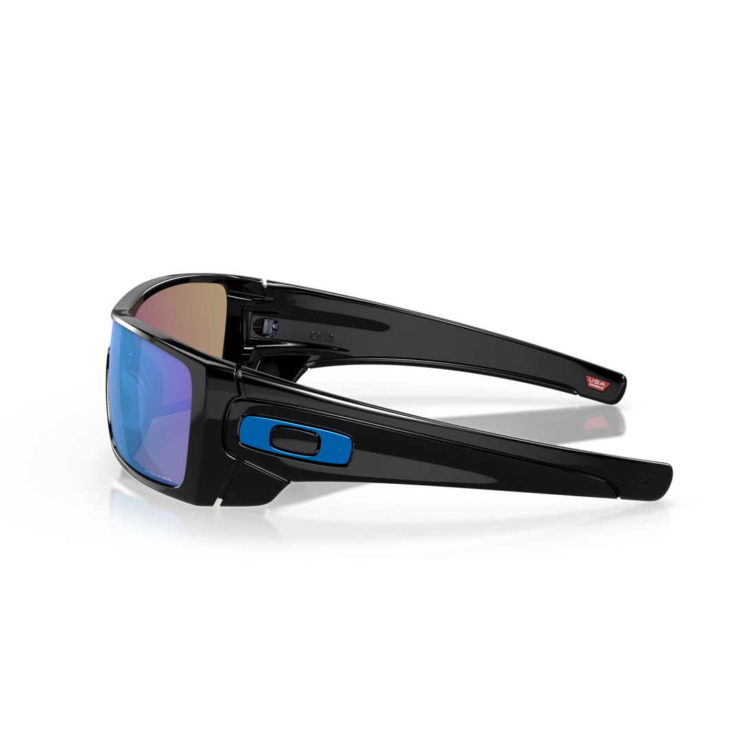 Oakley Batwolf Polished Black sunglasses with Prizm Sapphire lenses and single continuous lens design, available at Freeride Surf & Skate NZ.