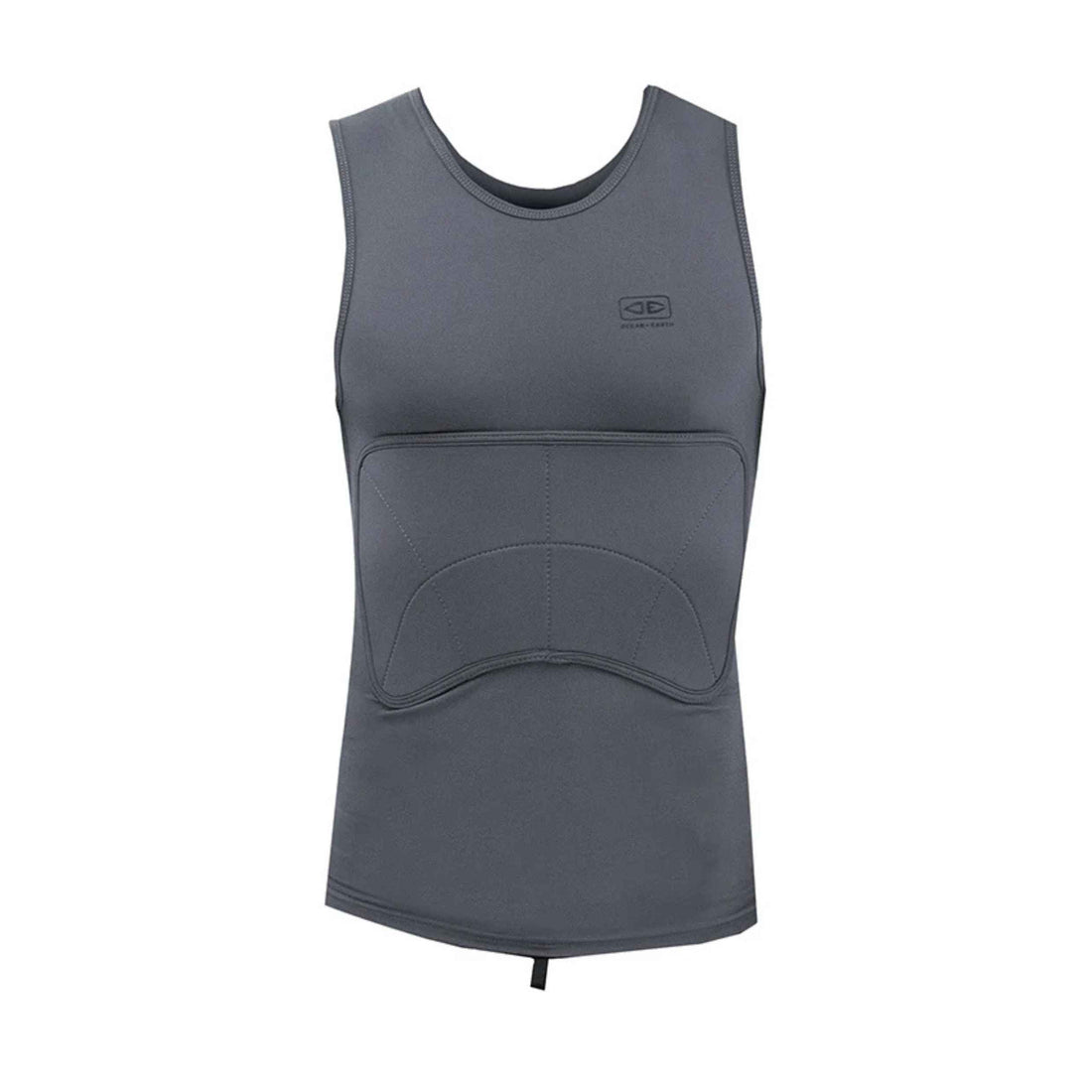 Ocean & Earth Rib Guard Padded Vest in Charcoal featuring lightweight neoprene foam ribcage padding, UPF 50+ sun protection and boardshort anchor loop, available at Freeride Surf & Skate NZ.