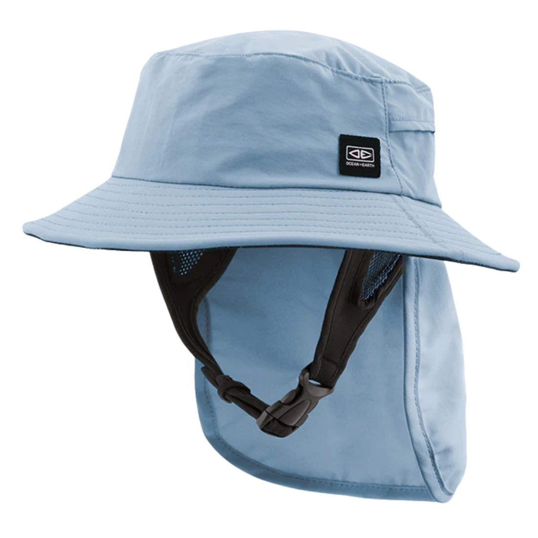 Ocean & Earth Indo Stiff Peak Surf Hat Blue — lightweight surf hat with stiff brim, UPF 50+ sun protection, and adjustable chin strap, available at Freeride Surf & Skate NZ.