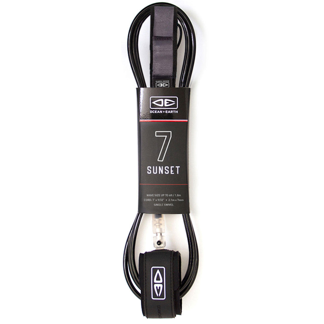 Ocean & Earth Sunset 7 foot moulded surfboard leash black available at Freeride Surf & Skate NZ.