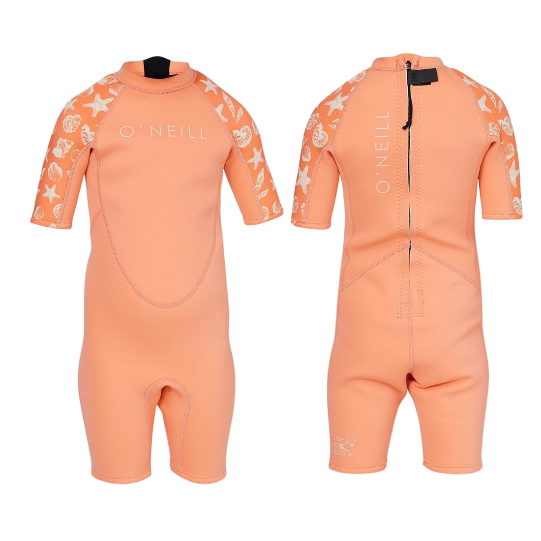 O'Neill toddler girls springsuit. The Reactor is engineered for performance in a value driven package. A perfect combination of stretch and durability. Fresh colors and graphics with style that's built to last.

UltraFlex DS & FluidFlex DS Neoprene
Flatlock Seams
Seamless Paddle Zones
Adjustable Collar
2mm