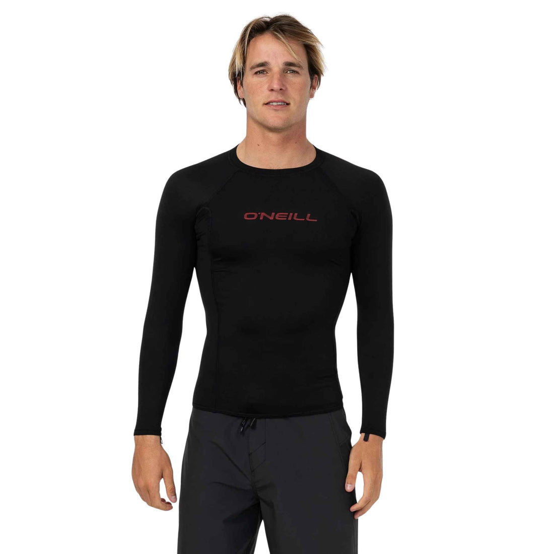 O'Neill Mens Thermo X Long Sleeve Crew Black thermal surf top available at Freeride Surf & Skate NZ.