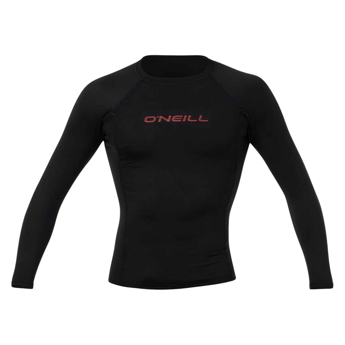A black long-sleeve athletic compression top with the brand name 'ONEILL' printed in red across the chest, displayed on a clean white background.