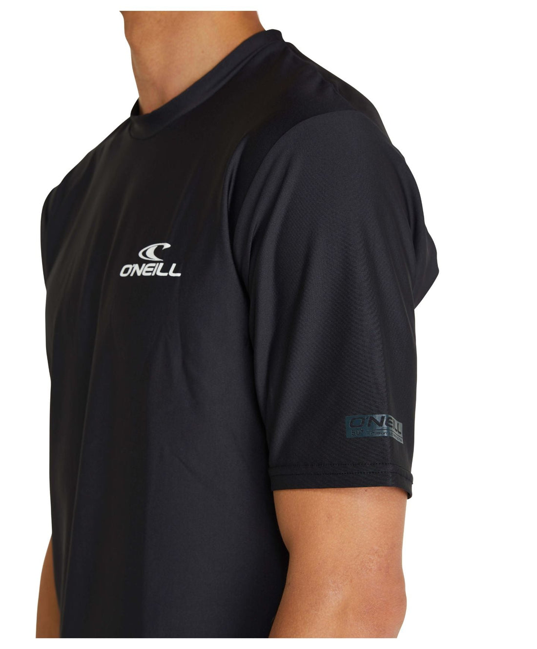 O'Neill Reactor UV Short Sleeve Rash Tee in Black with UPF 50+ sun and rash protection, available at Freeride Surf & Skate NZ.