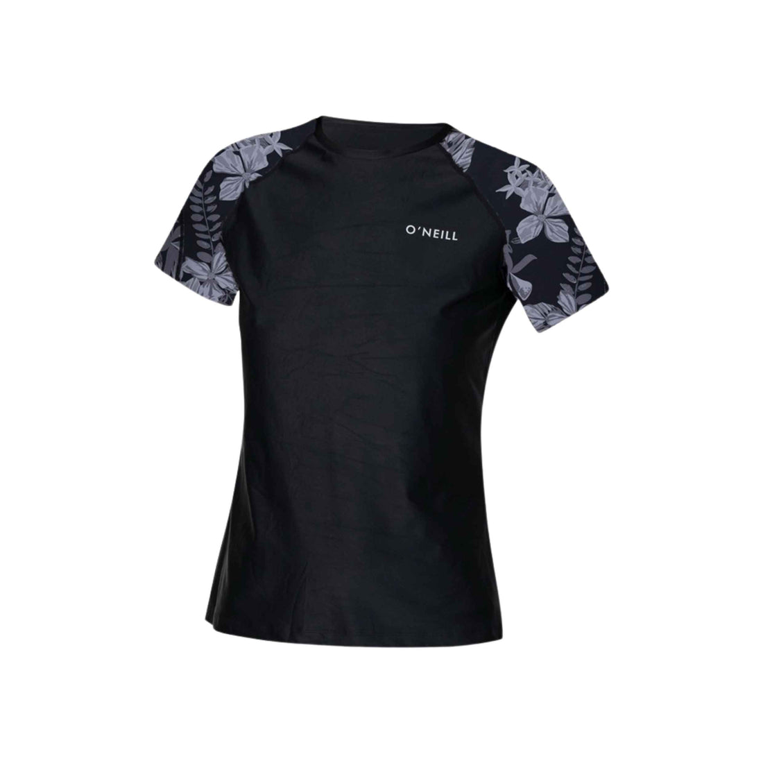 O'Neill Salina Short Sleeve Surf Tee in Tropic Noir with UPF 50+ protection and loose fit, available at Freeride Surf & Skate NZ.