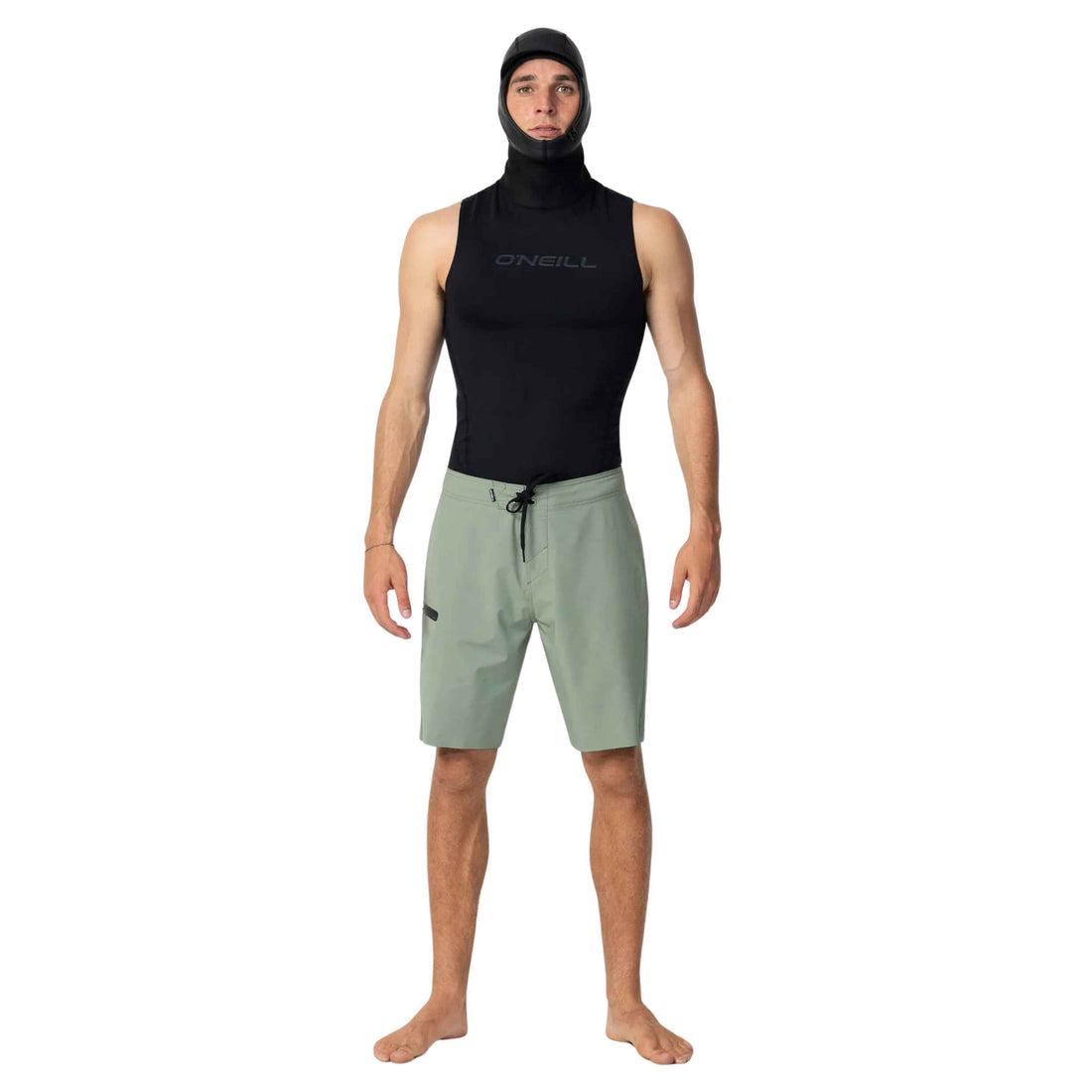 O'Neill Thermo X Vest with 2mm neoprene hood in Black available at Freeride Surf & Skate NZ.