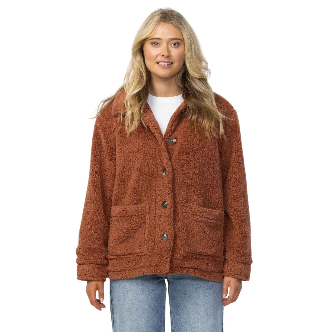 O'Neill Womens Huxlee Fleece Jacket Rustic Brown available at Freeride Surf & Skate NZ.