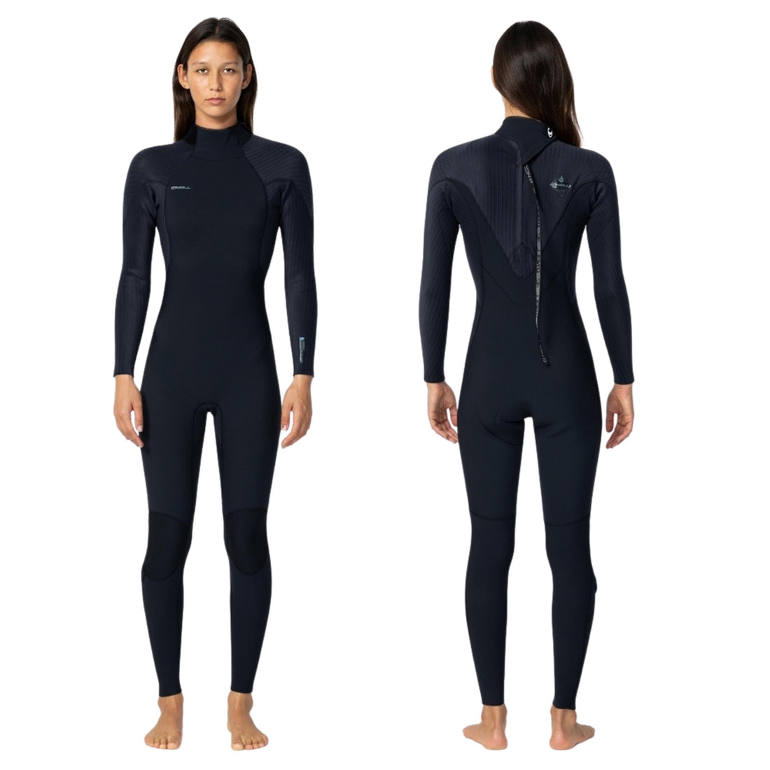O’Neill women’s HyperFreak 4/3+mm back zip steamer wetsuit with TB3-X stretch neoprene, available at Freeride Surf & Skate NZ.