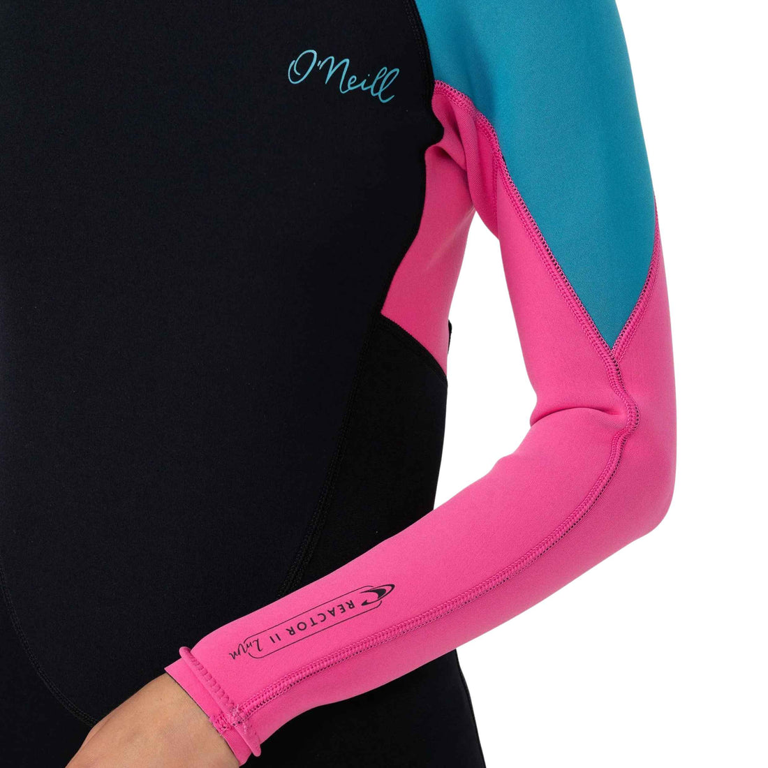 O'Neill Youth Girls Reactor 2 Back Zip 2mm Springsuit in Blue Curacao with stretch neoprene and seamless paddle zones, available at Freeride Surf & Skate NZ.