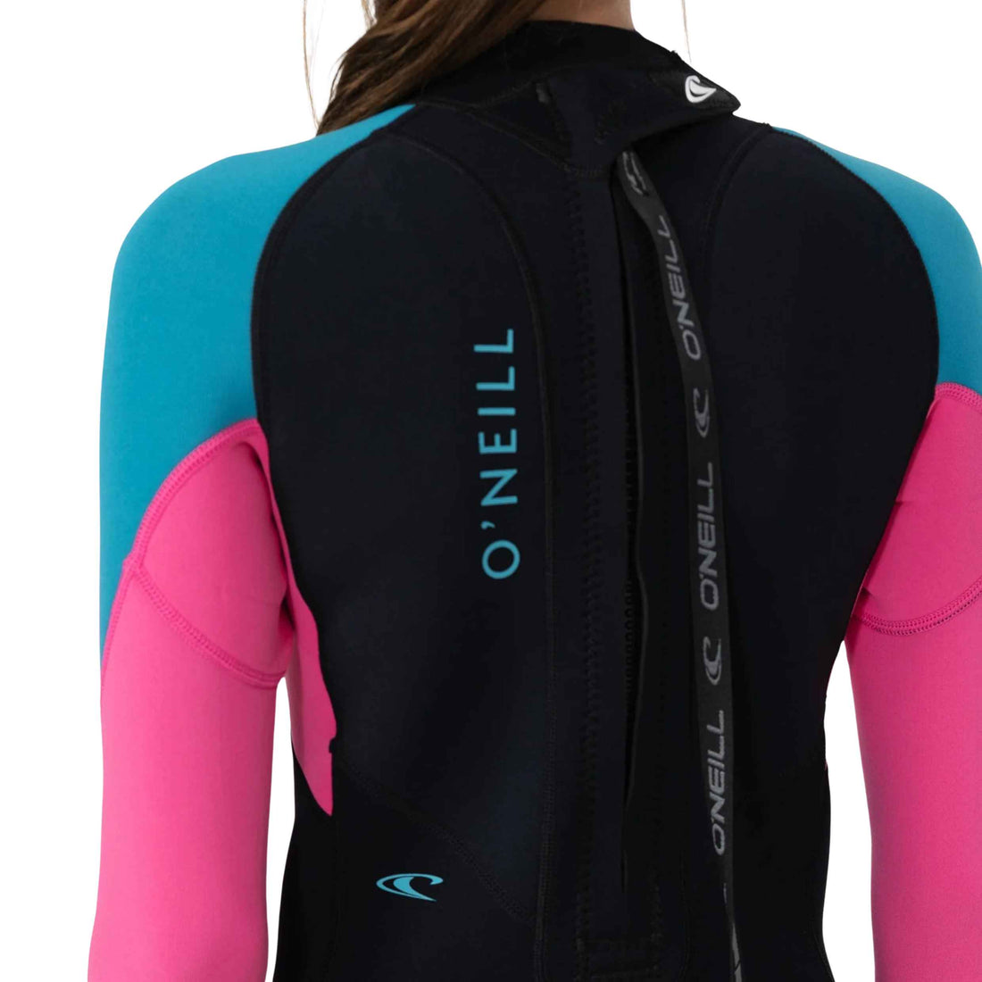O'Neill Youth Girls Reactor 2 Back Zip 2mm Springsuit in Blue Curacao with stretch neoprene and seamless paddle zones, available at Freeride Surf & Skate NZ.
