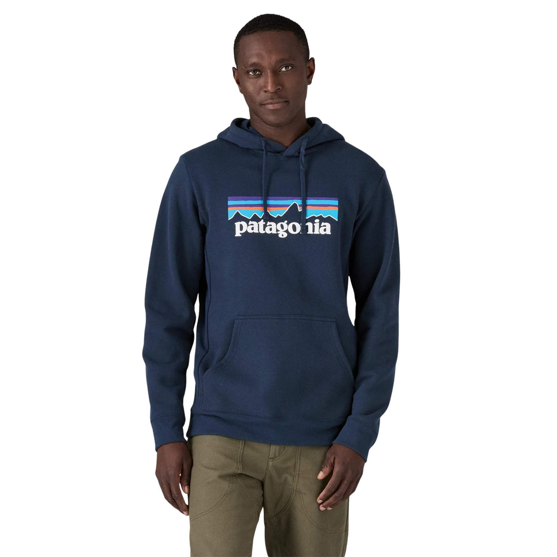 Patagonia P-6 Logo Uprisal Hoody new navy recycled fleece hoodie available at Freeride Surf & Skate NZ.