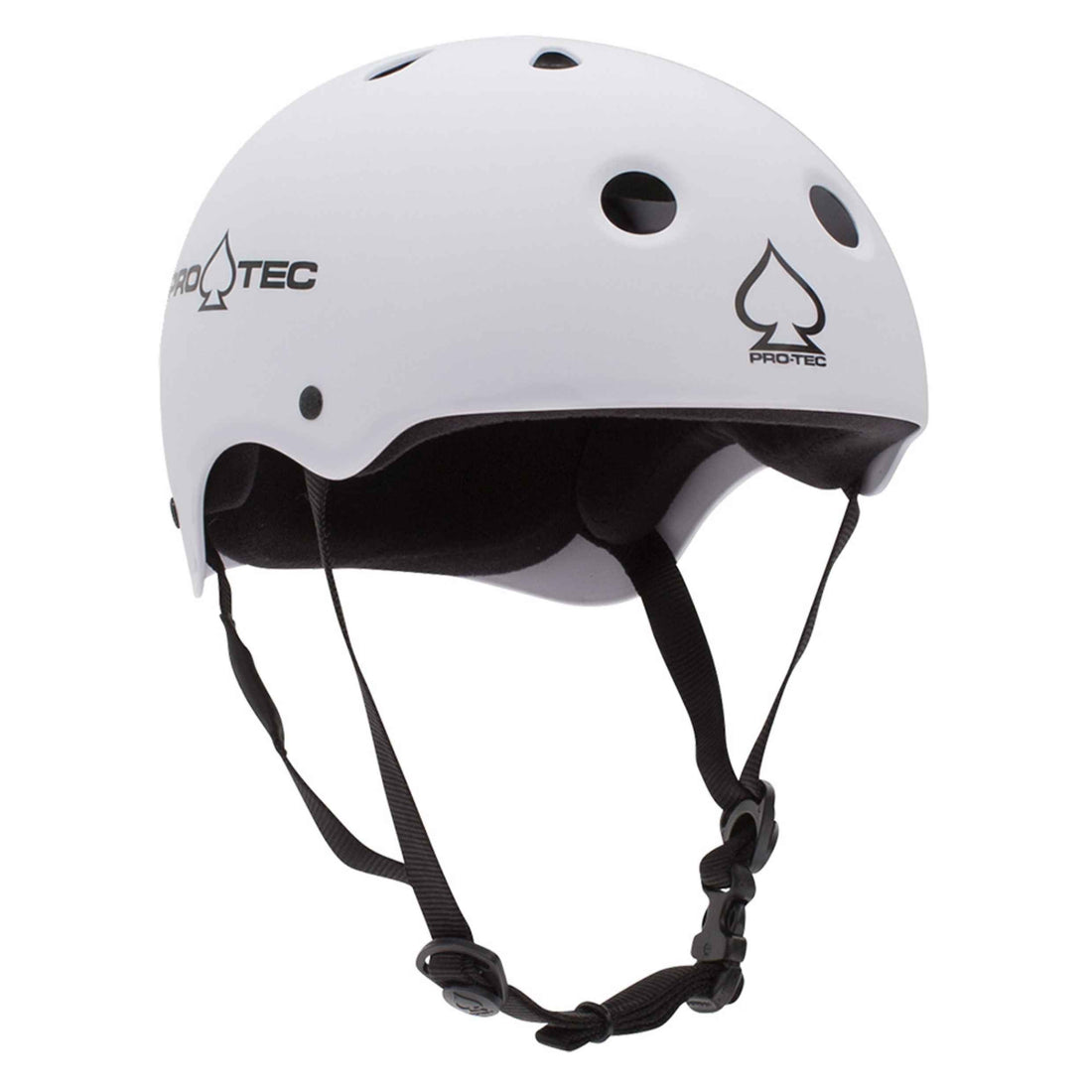 Pro-Tec Classic Skate Helmet in Matte White featuring a low-profile high-impact ABS shell, 11 ventilation openings and two-stage foam liner, available at Freeride Surf & Skate NZ.