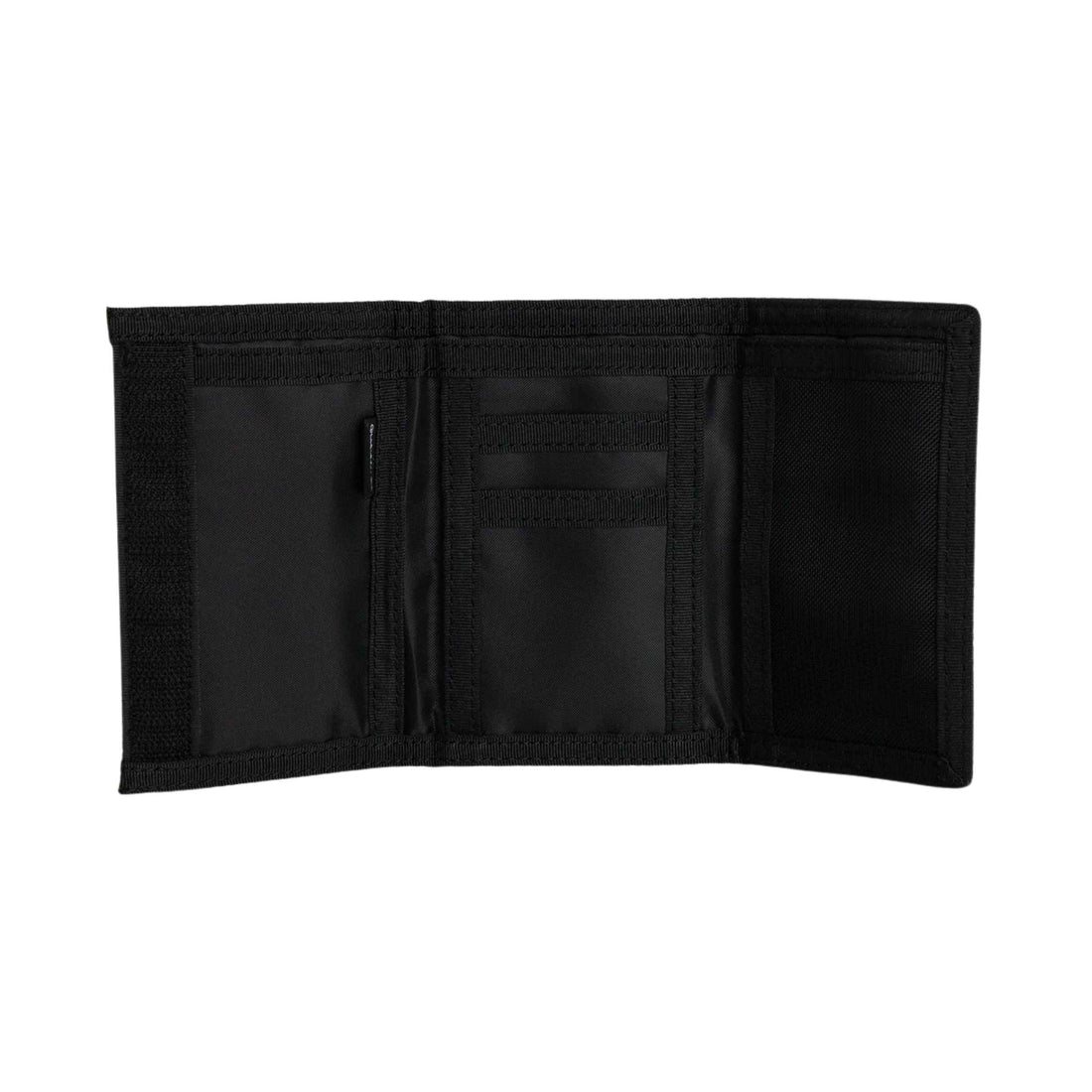 Quiksilver Everydaily Wallet in Black with tri-fold design, card and note slots and external zip coin pocket, available at Freeride Surf & Skate NZ.