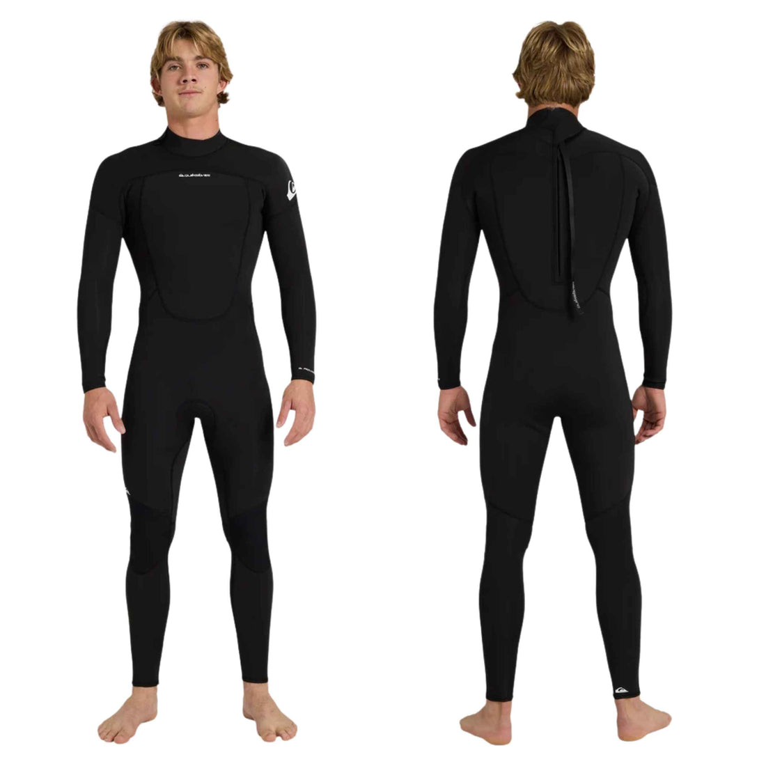 Quiksilver Men's Surf School Rental 3/2mm Back Zip Steamer wetsuit featuring FREEMAX stretch neoprene, flatlock seams and reinforced construction, available at Freeride Surf & Skate NZ.