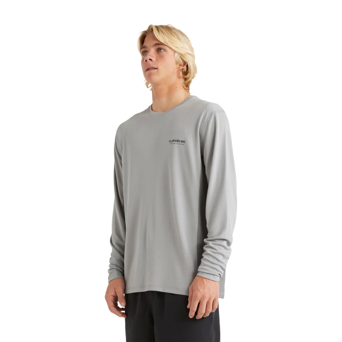 Quiksilver Sea Grass Long Sleeve Rash Top in Sharkskin with a loose fit and UPF 50+ sun protection, available at Freeride Surf & Skate NZ.