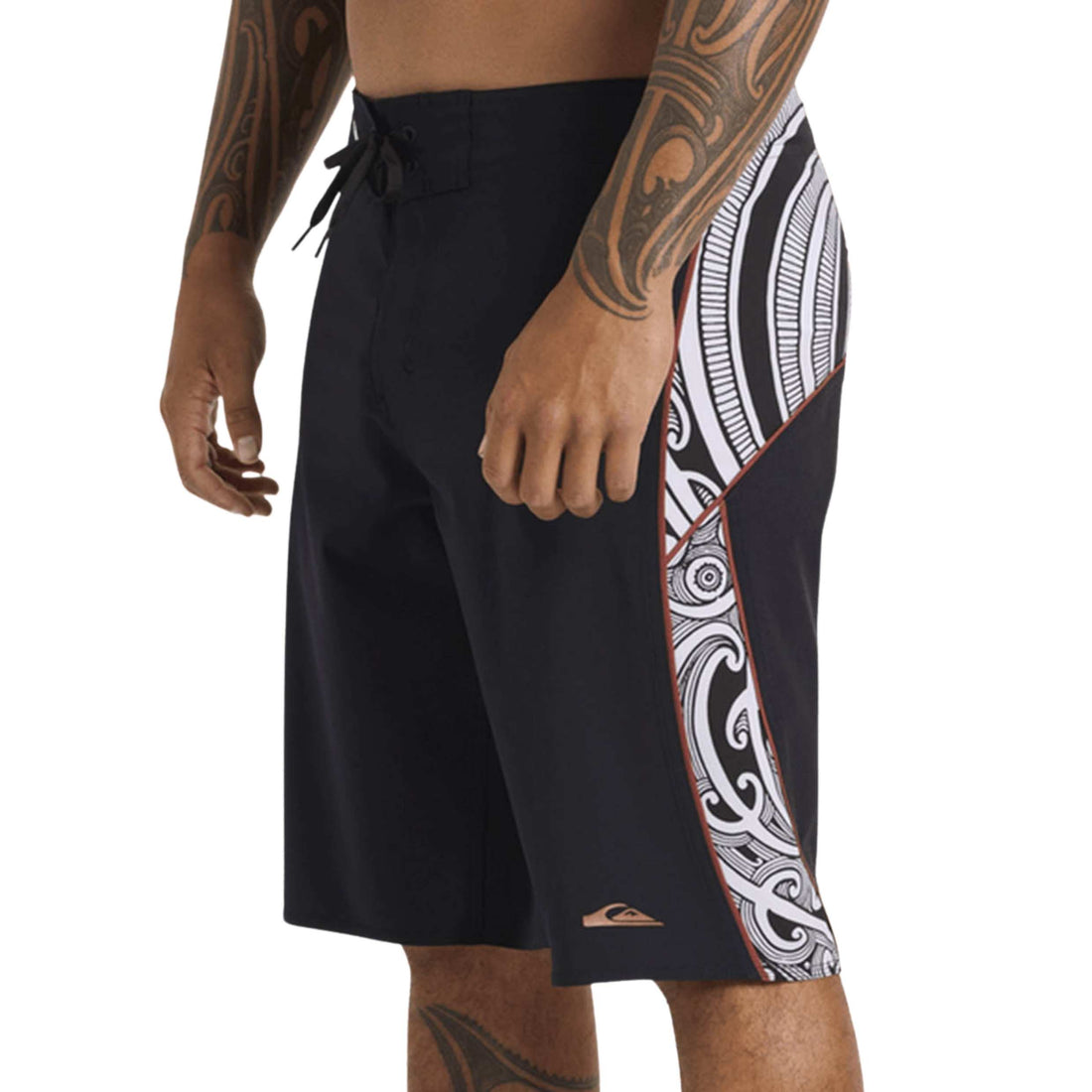 Quiksilver Tai Kehutakarangi 20" Boardshort Black — eco 4-way stretch boardshort from the Tai Kehu Māori Collection by Kehu Butler, available at Freeride Surf & Skate NZ