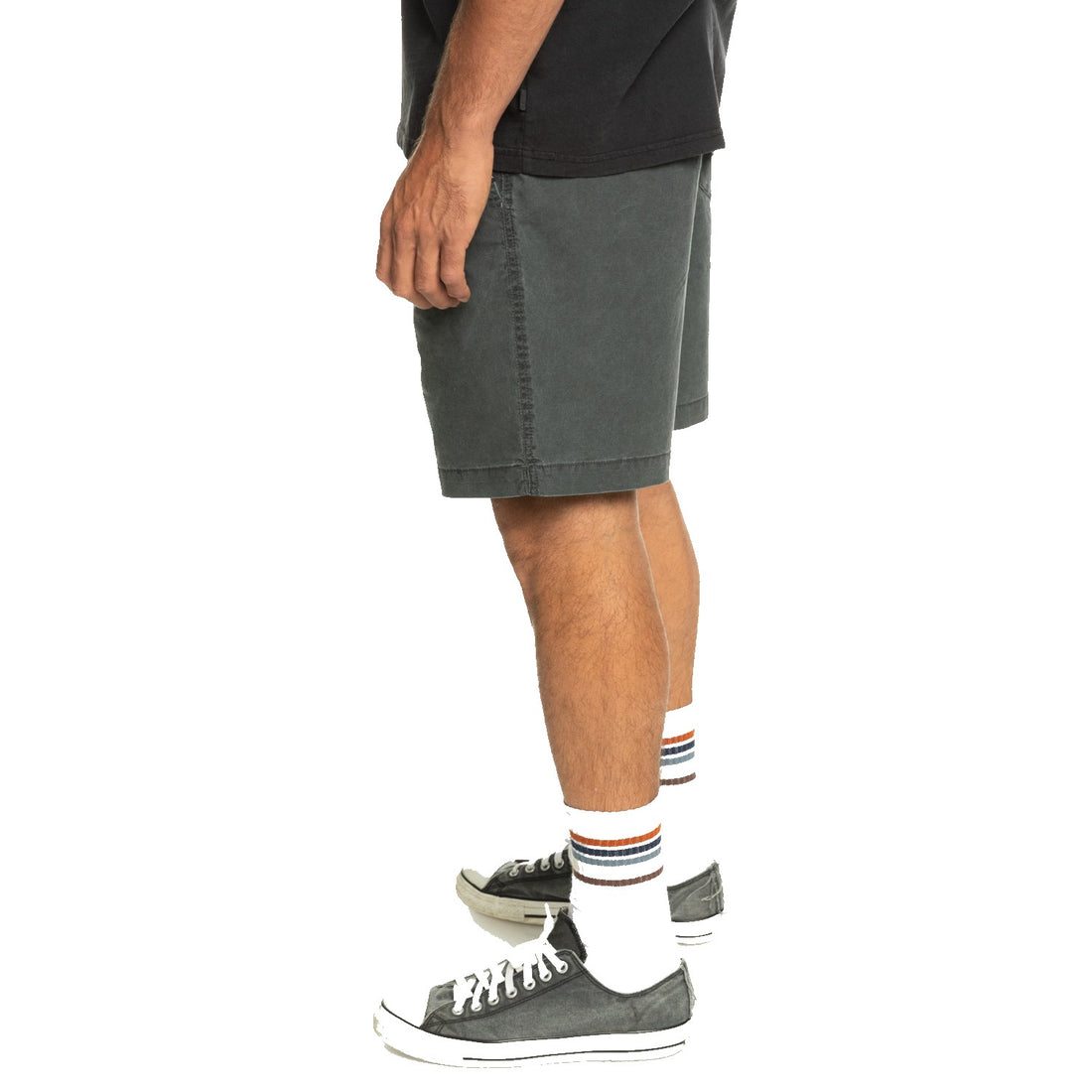 Quiksilver Taxer Boardshort in Black with acid-wash finish, drawcord waistband and side and back pockets.