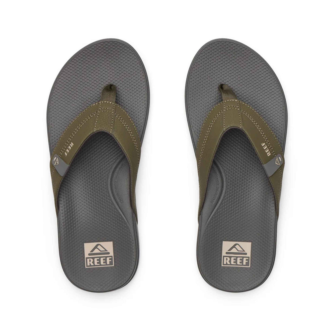 Reef Cushion Spring 2.0 thongs in Forest Grey with cushioned footbed and soft synthetic straps.