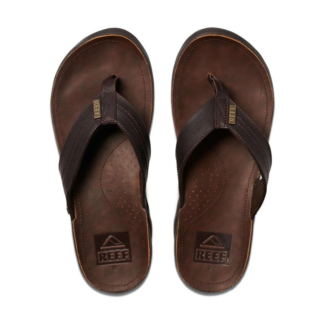 Reef J-Bay Dark Brown leather jandal with cushioned footbed and durable outsole, available at Freeride Surf & Skate NZ.
