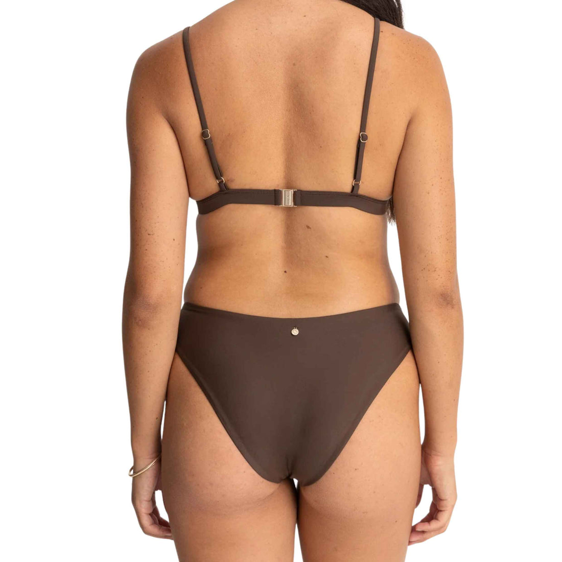 Rhythm Classic Holiday Bikini Pant in Chocolate with a mid-rise fit and medium coverage, available at Freeride Surf & Skate NZ.