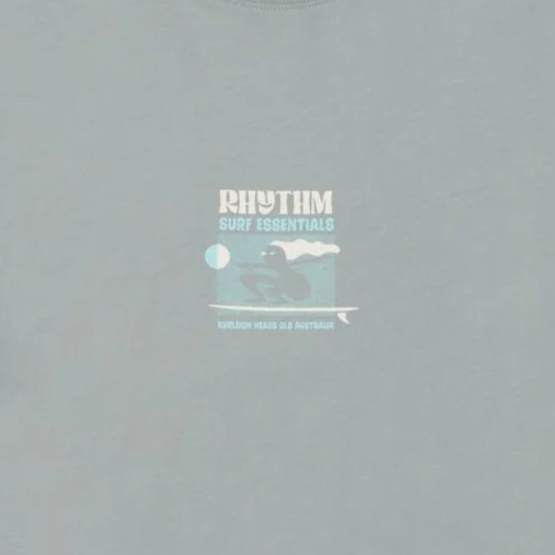 Rhythm Men’s Slide Tee in Seafoam with chest print, available at Freeride Surf & Skate NZ.