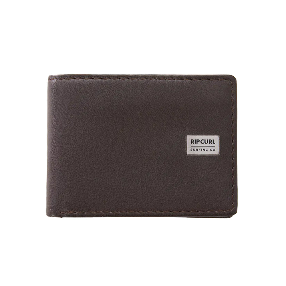 Rip Curl Marked RFID All Day Wallet in brown sheep leather with RFID protection, card slots and zip coin pocket, available at Freeride NZ.