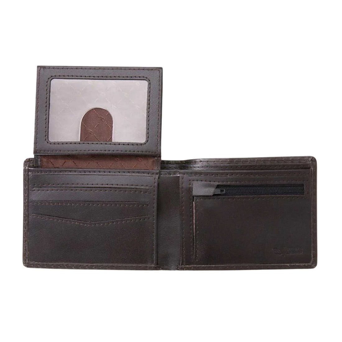 Rip Curl Marked RFID All Day Wallet in brown sheep leather with RFID protection, card slots and zip coin pocket, available at Freeride NZ.