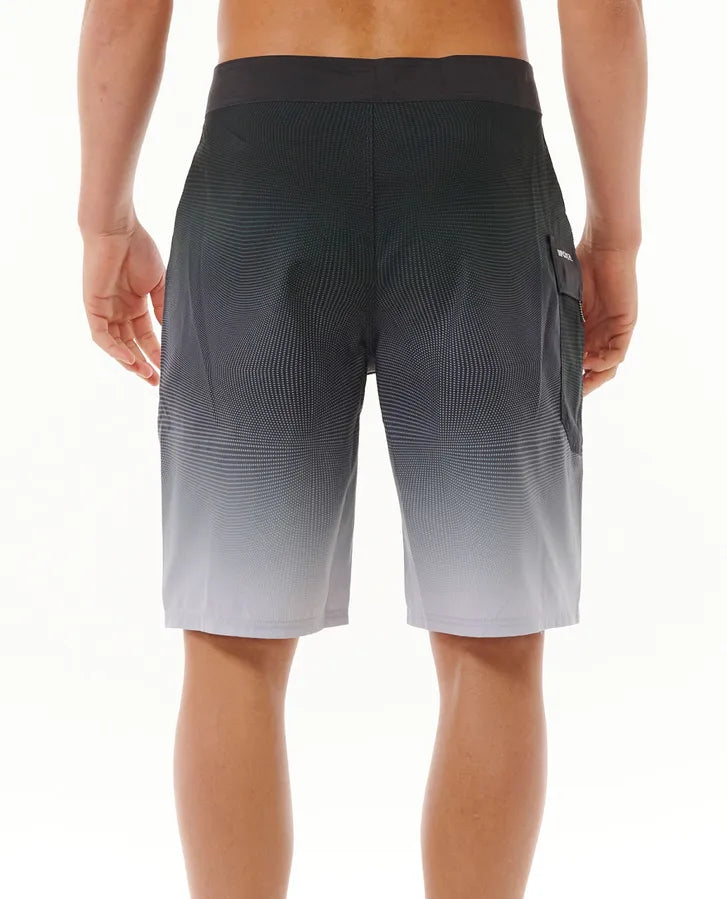 Rip Curl Shock 21" Boardshort in Black with engineered print, regular fit and side flap pocket.
