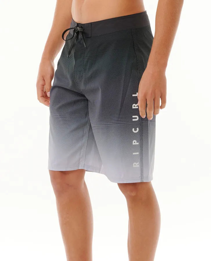 Rip Curl Shock 21" Boardshort in Black with engineered print, regular fit and side flap pocket.