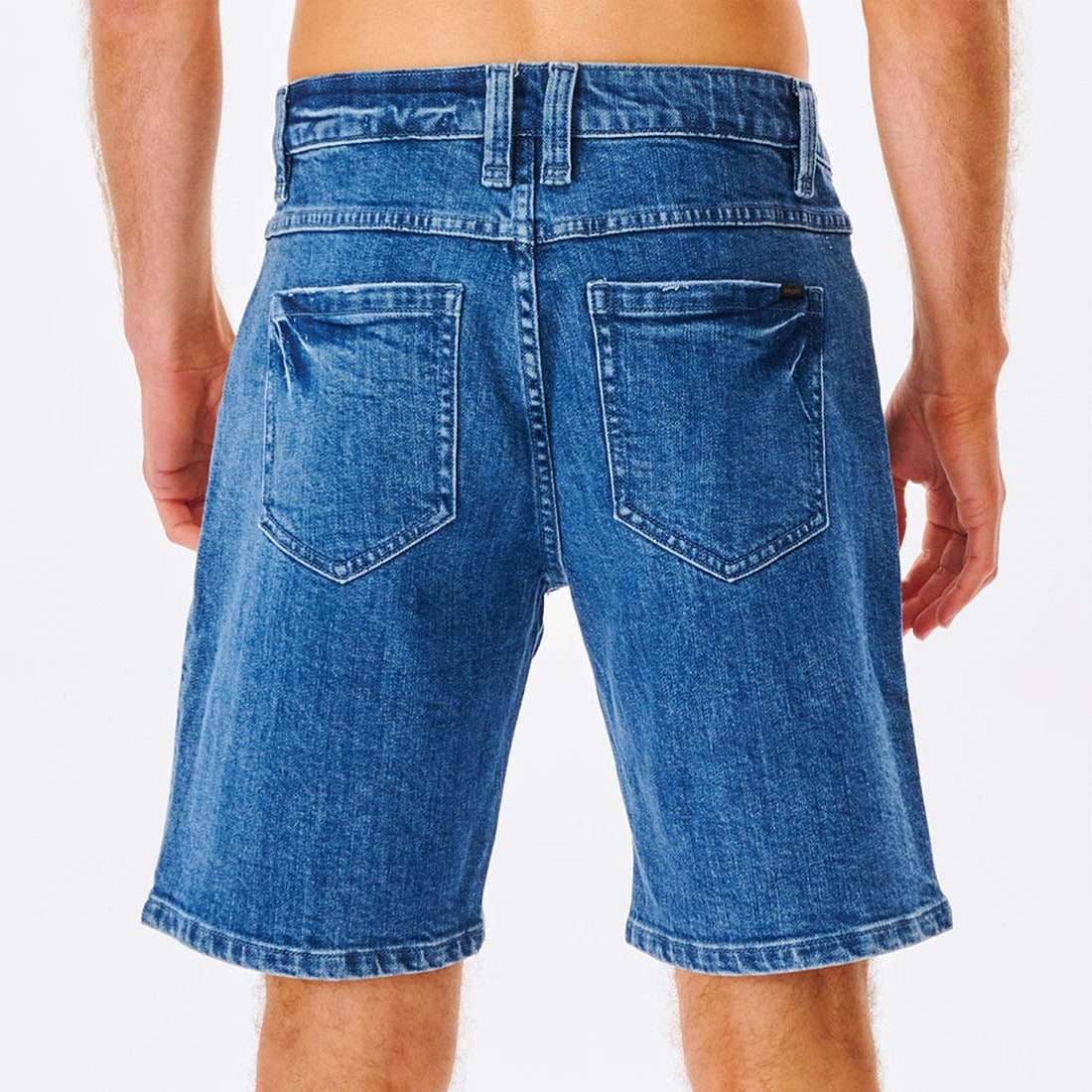 Rip Curl Tidal Denim Walkshort in Blue Denim with relaxed fit, garment-washed finish and classic denim pocket styling.