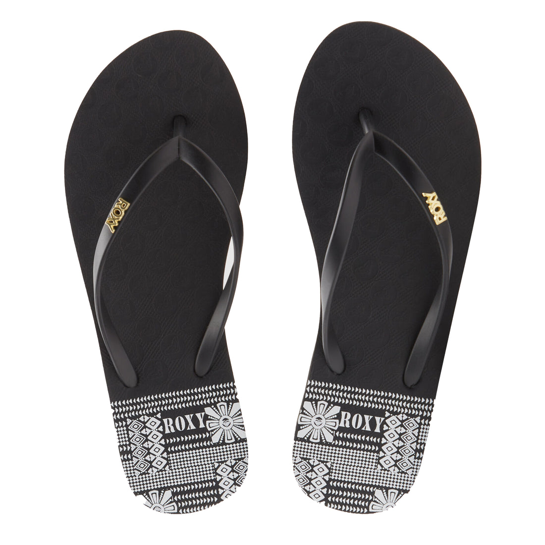 Roxy Viva Printed Jandal in Black White available at Freeride Surf & Skate NZ.