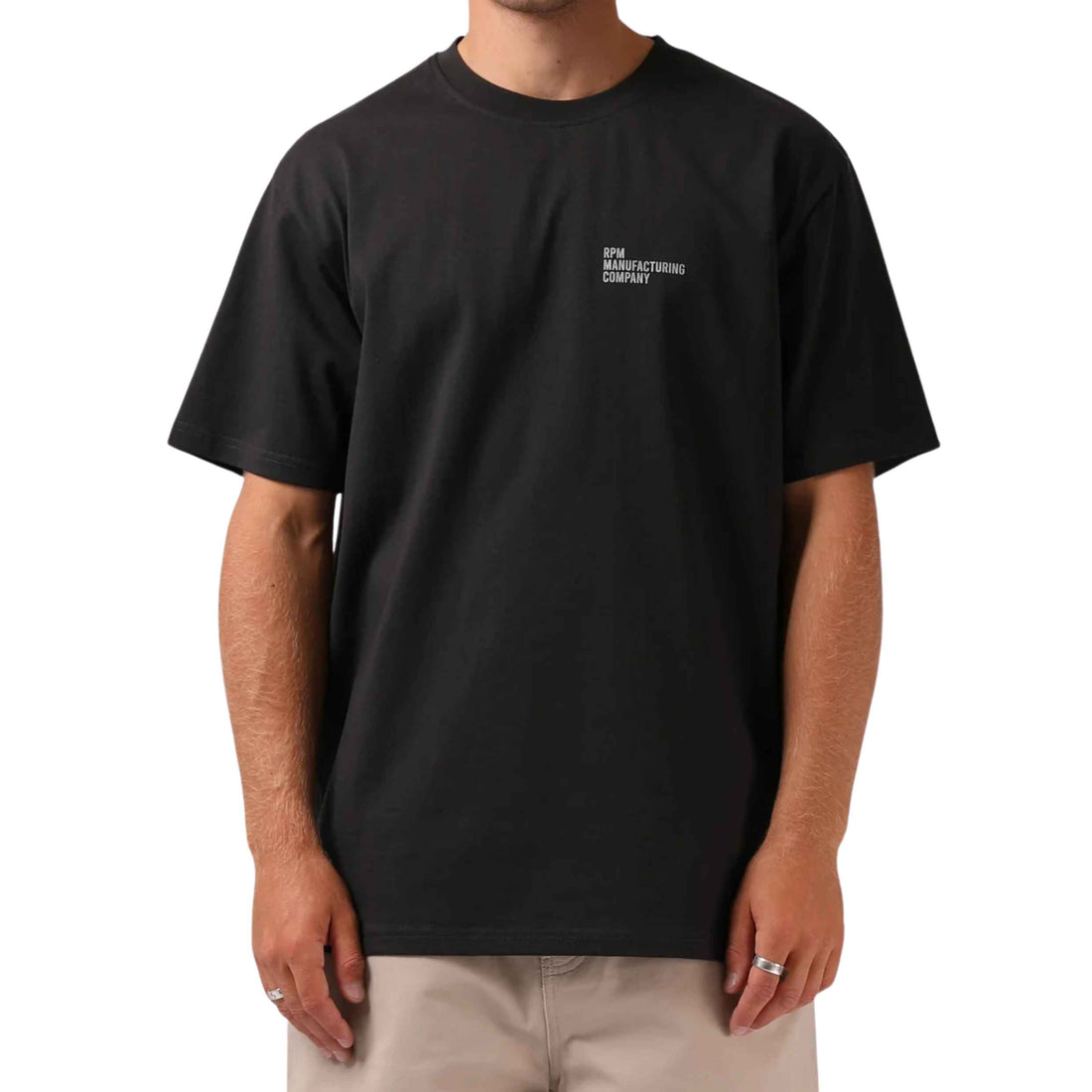 RPM Men's Base Tee in Charcoal with short sleeves, crew neckline and high-density RPM logo print on the chest.
