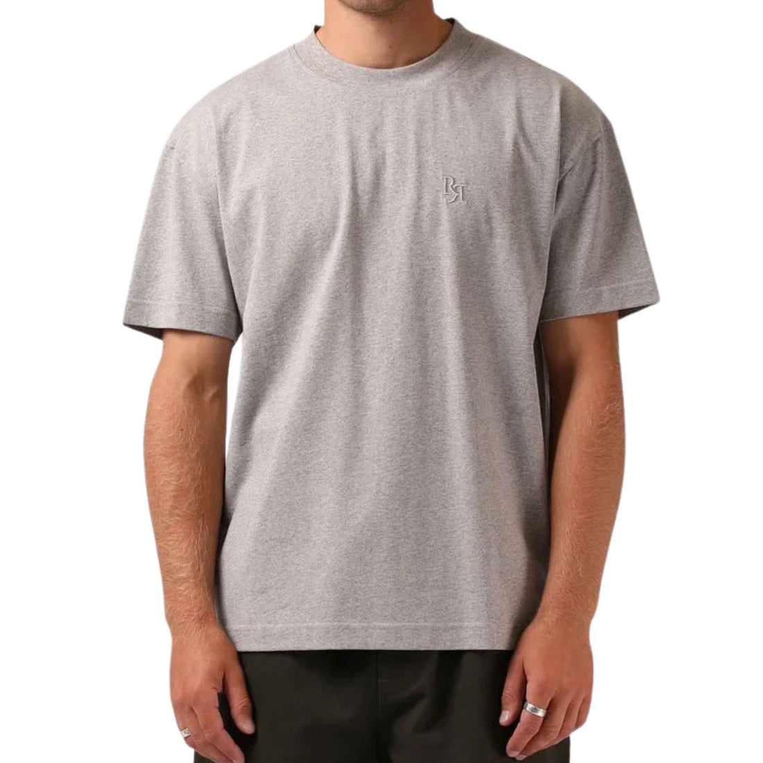 RPM Men's Form Tee in Grey Marle with a slim fitted silhouette, short sleeves and embroidered RPM branding on the chest.