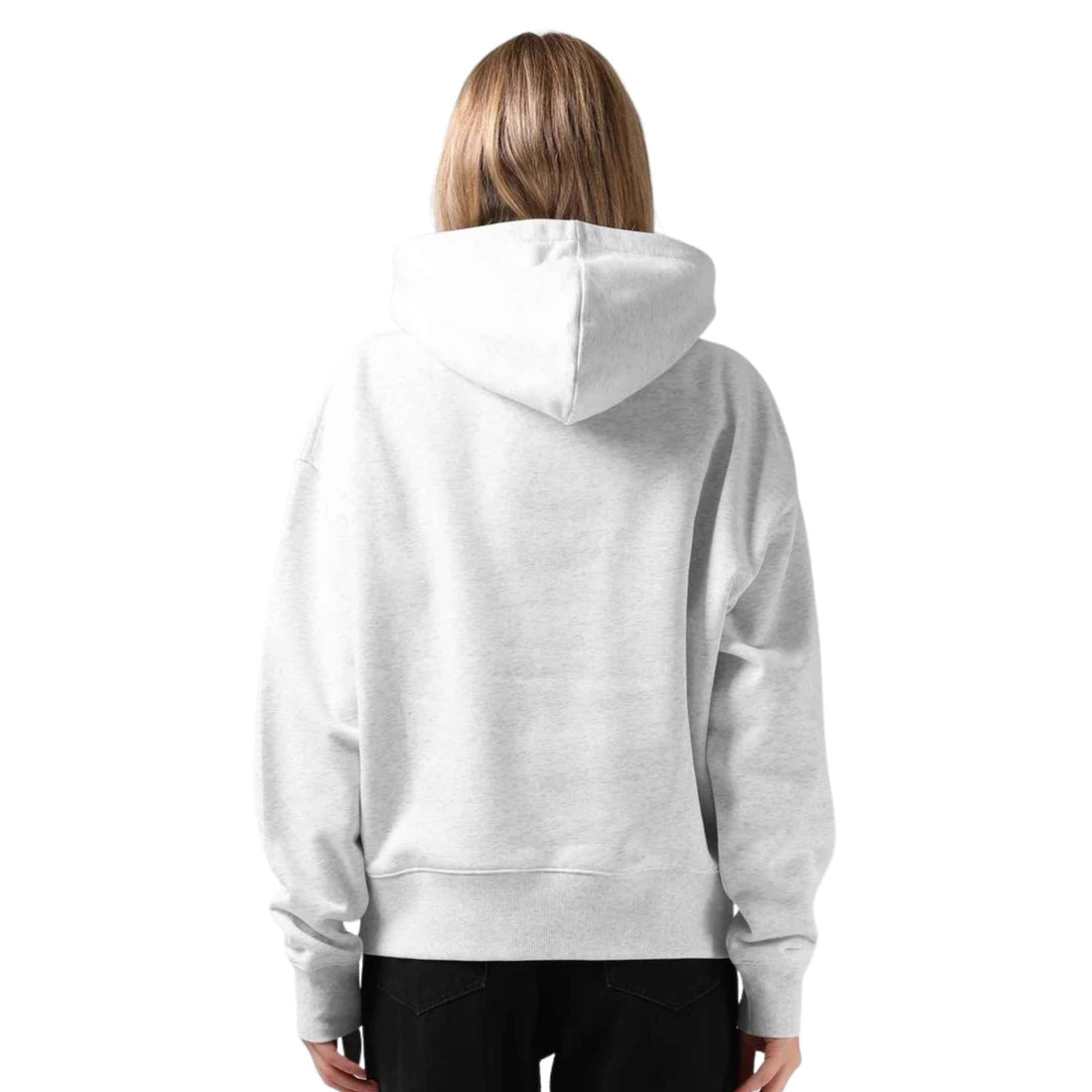 RPM Women's Flow Oversized Box Hood in White Marl with a grey and white marled finish and relaxed oversized fit.