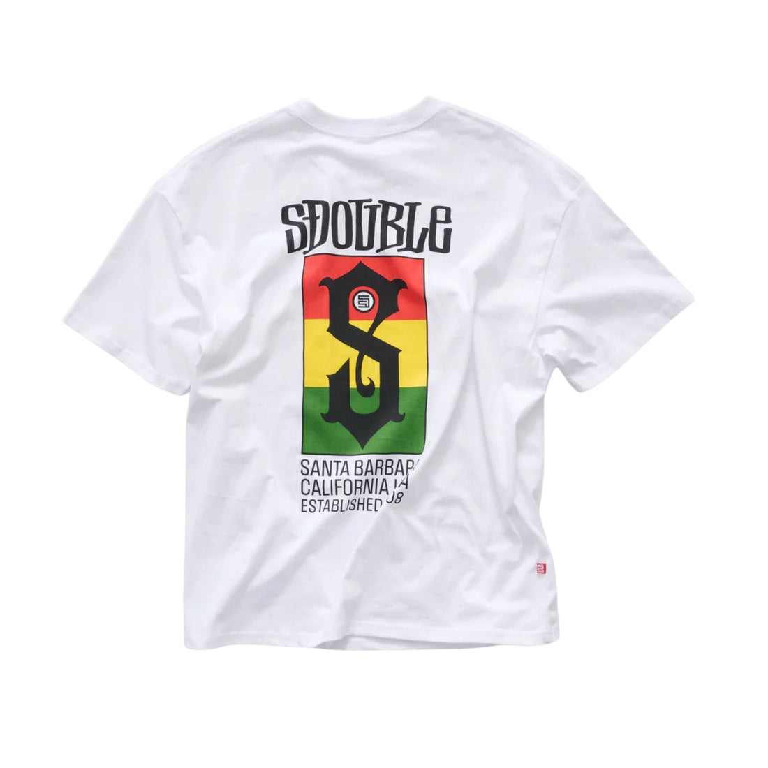 S Double Roots Flag T Shirt white cotton tee available at Freeride Surf & Skate NZ.