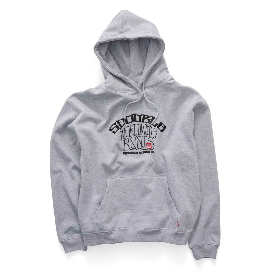 S Double Roots Pullover Hoodie heather grey heavyweight fleece available at Freeride Surf & Skate NZ.