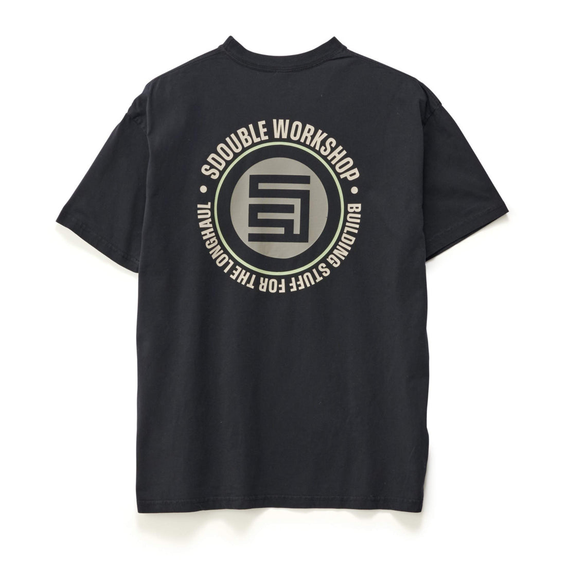 S/Double Workshop Dot SS Tee Pigment Black Large Graphic Print NZ