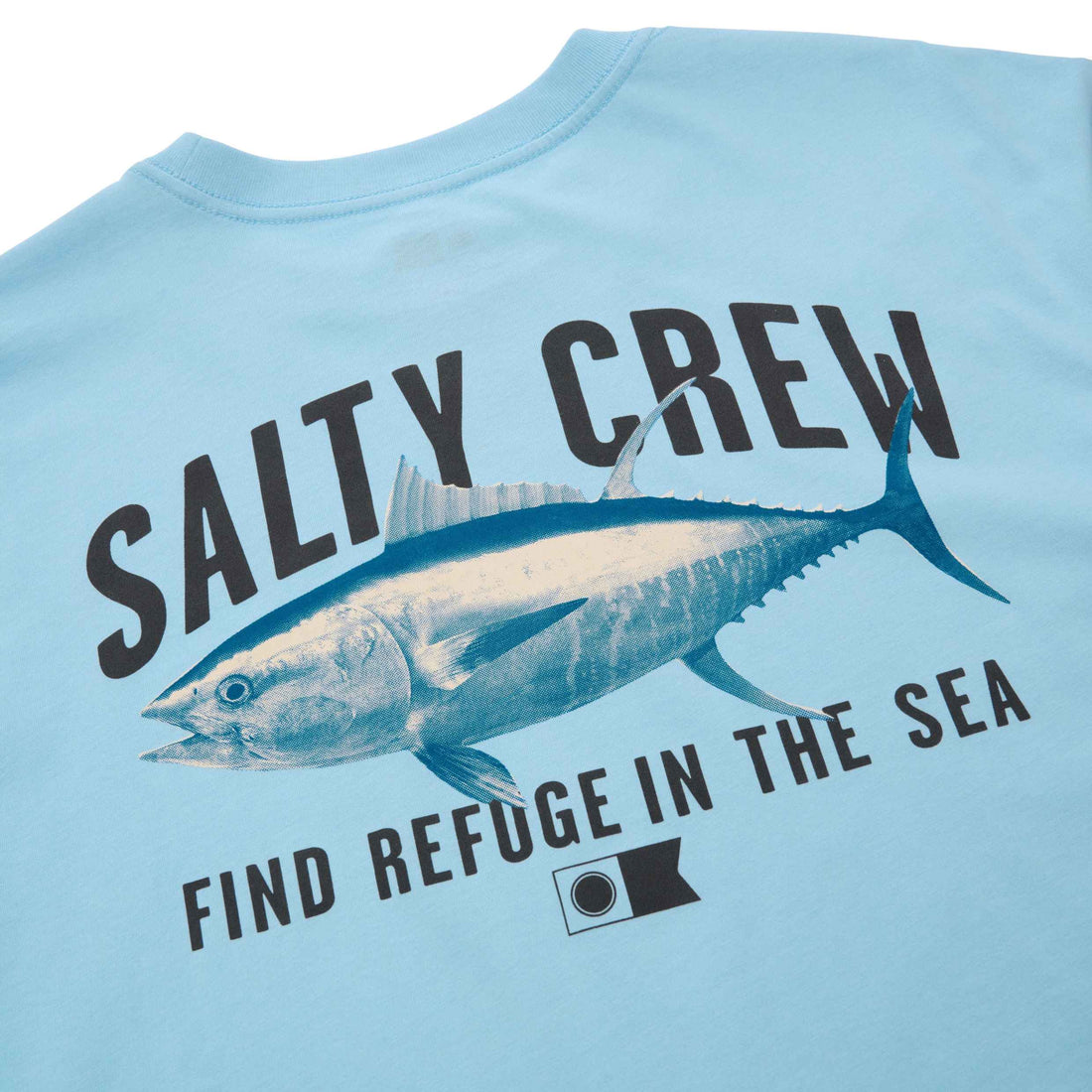 Salty Crew Bitmap Classic Tee in Clear Sky featuring front and back screen printed Bitmap graphics, soft-spun 180gsm cotton jersey and sleeve label, available at Freeride Surf & Skate NZ.