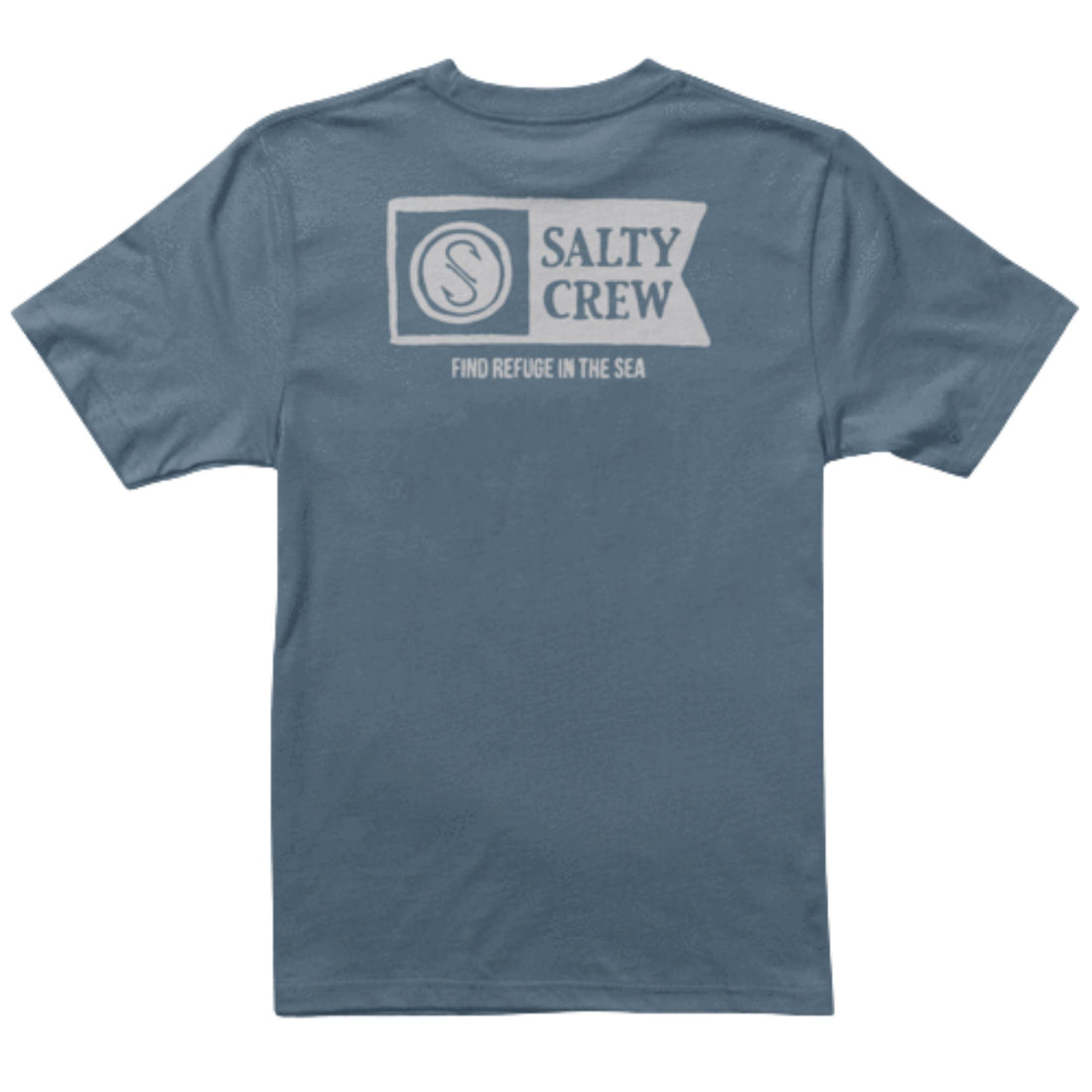 Salty Crew Scribble Slate Boys Tee — slate blue kids’ surf t-shirt with logo print, available at Freeride Surf & Skate NZ.