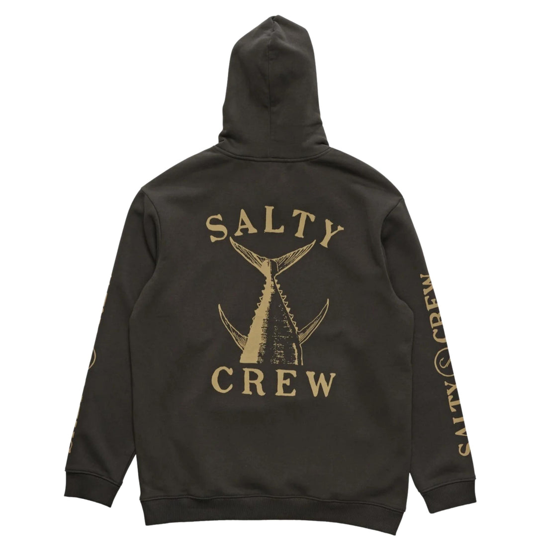 Salty Crew Vintage Tail fleece hoodie in vintage black with front and back graphics, available at Freeride Surf & Skate NZ.