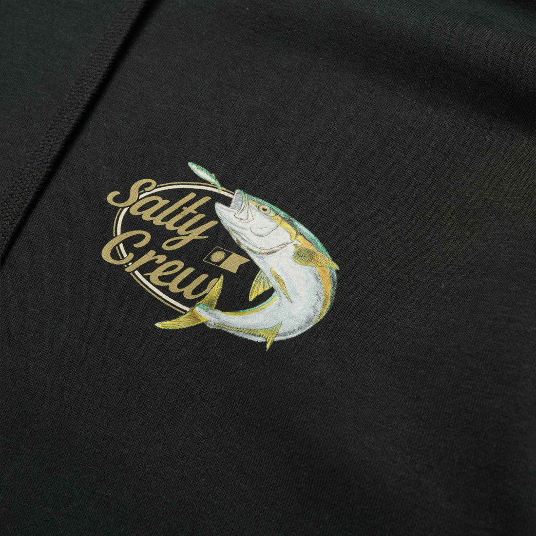 Salty Crew Yellow Tail Mid Weight Hood Black available at Freeride Surf & Skate NZ.