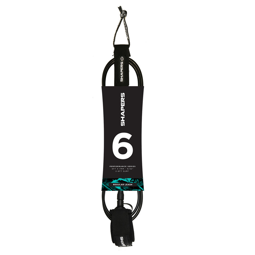 Shapers 6ft regular surf leash in blue with 7mm cord and deluxe ankle cuff, available at Freeride Surf & Skate NZ.
