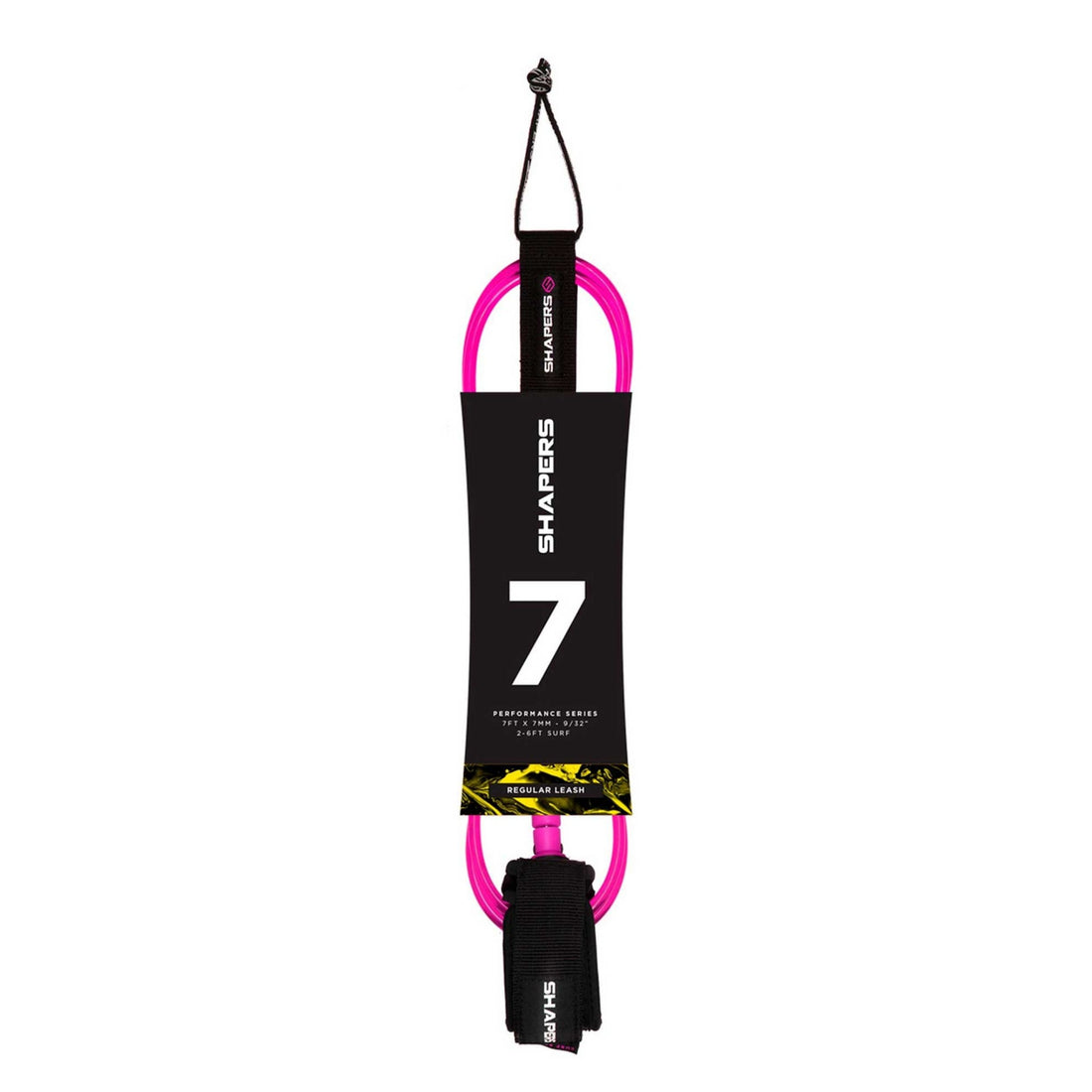 Shapers 7ft regular surf leash in pink with slimline ultra-lite design, available at Freeride Surf & Skate NZ.