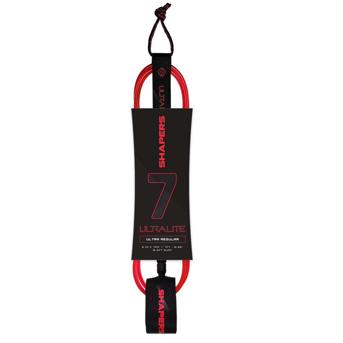 Shapers 7ft ultra performance surf leash in black with slimline design, available at Freeride Surf & Skate NZ.