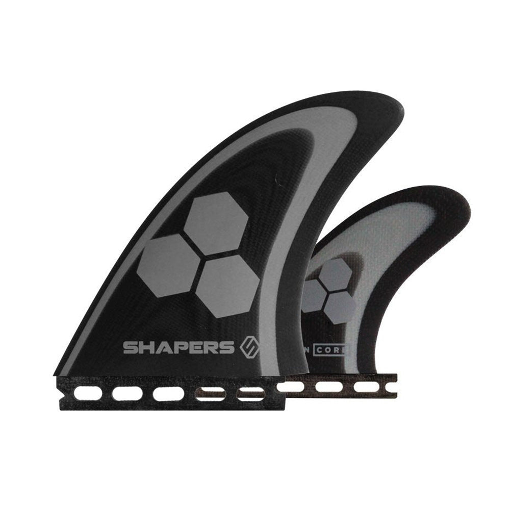 Shapers AM Twin Fin Cool Grey twin and trailer fin set for Futures system at surf shop Auckland NZ