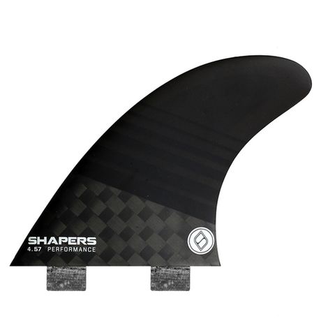 Shapers Carbon Stealth quad rear fins large dual tab FCS compatible surfboard fins available at Freeride Surf & Skate NZ.